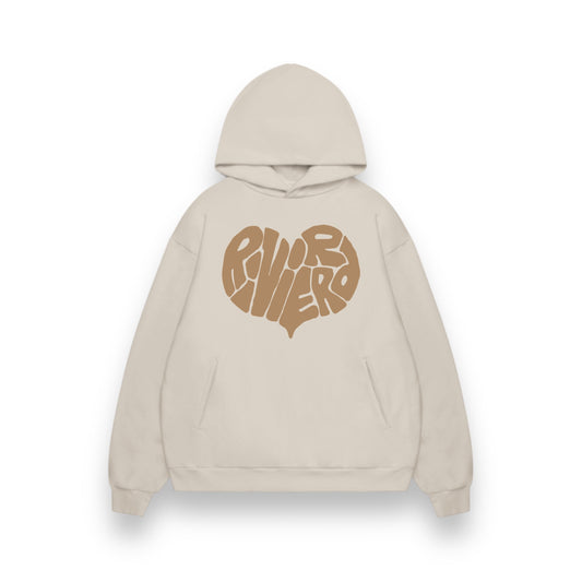 CREAM HEART HOODIE